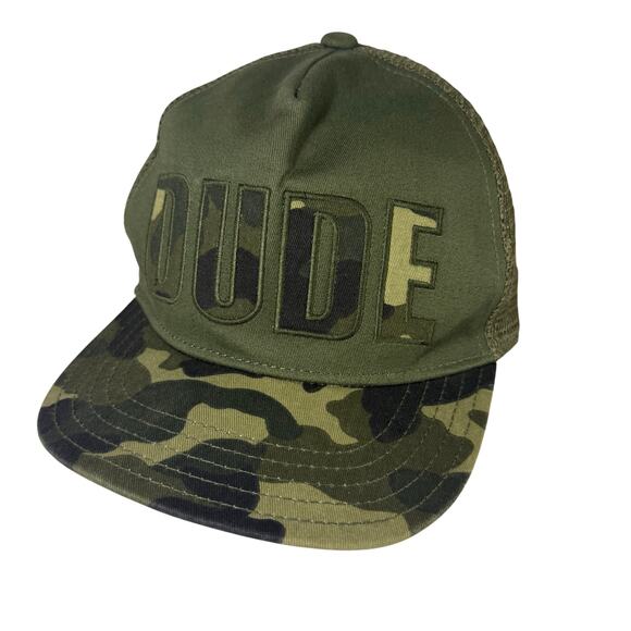 Crazy Eight Boys Camouflage Hat 'DUDE' Green Mesh Adjustable - Picture 1 of 7